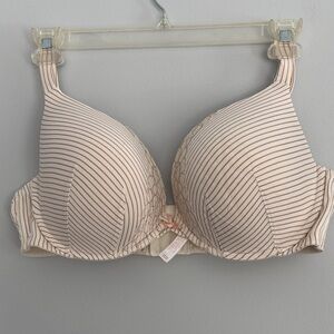 Cacique Pink and Brown Striped Bra